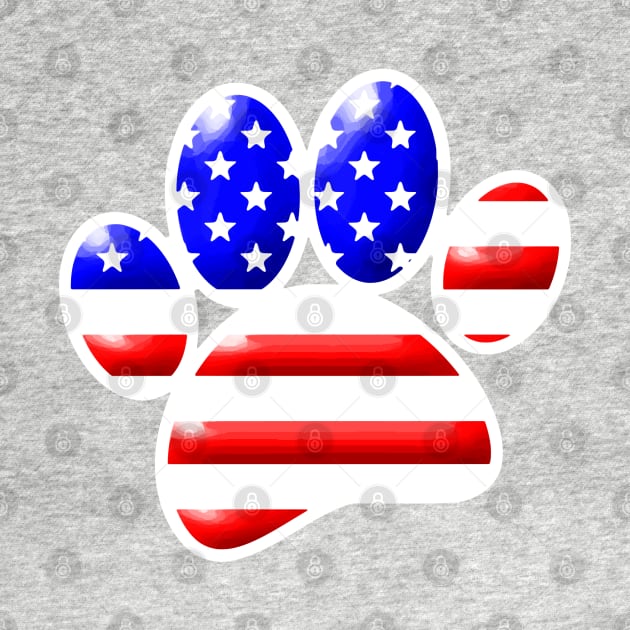 US Flag Dog Paw Print by Braznyc